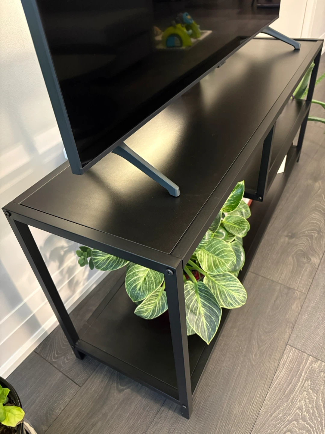 Black Metal TV Stand with 2 Shelves - photo 3