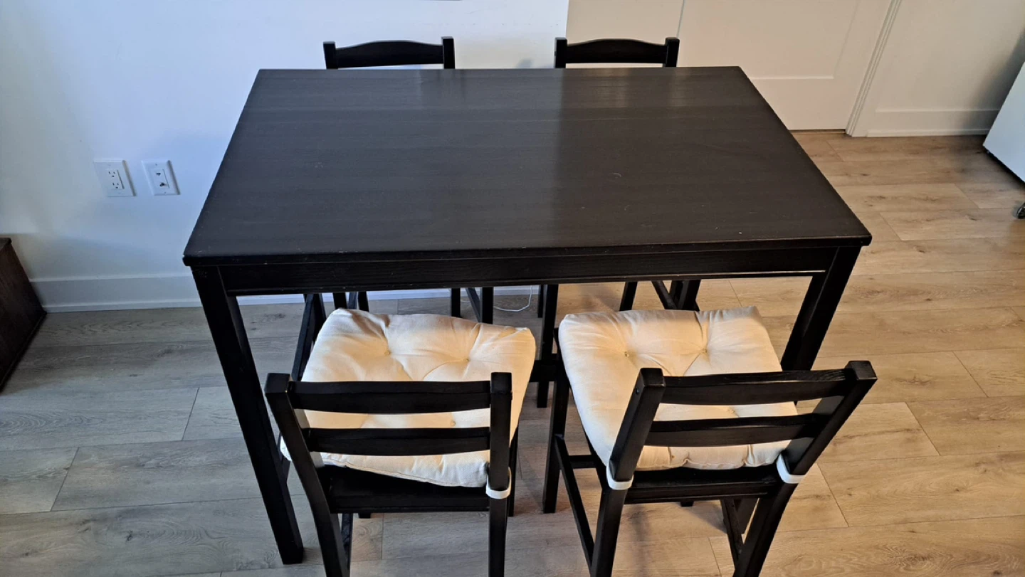 Black Dining Table Set with 4 Chairs