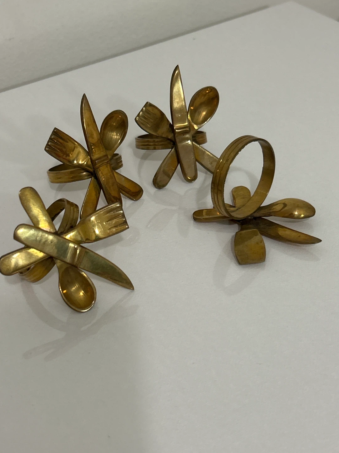 Set of 4 Gold-Tone Cutlery Napkin Rings