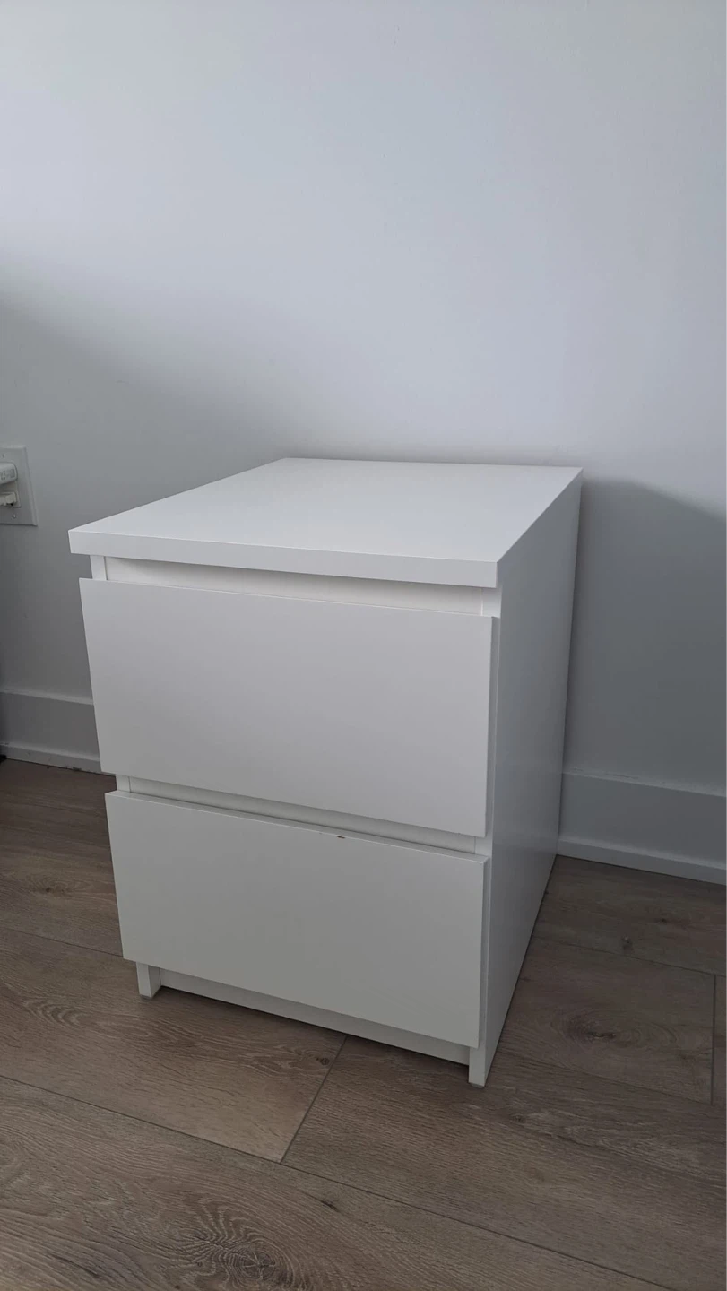 White 2-Drawer Nightstand x2