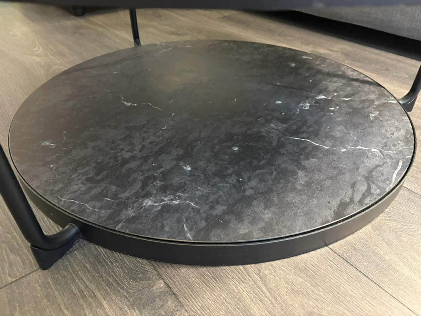 Round Coffee Table with Glass Top and marble effect - photo 3