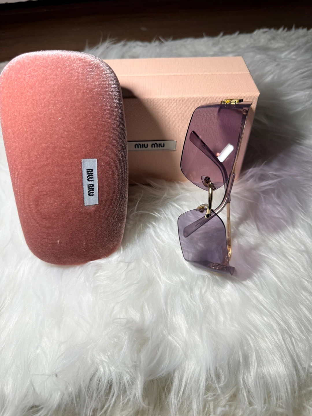 Miu Miu Rimless Purple Sunglasses with Case and Box - photo 3