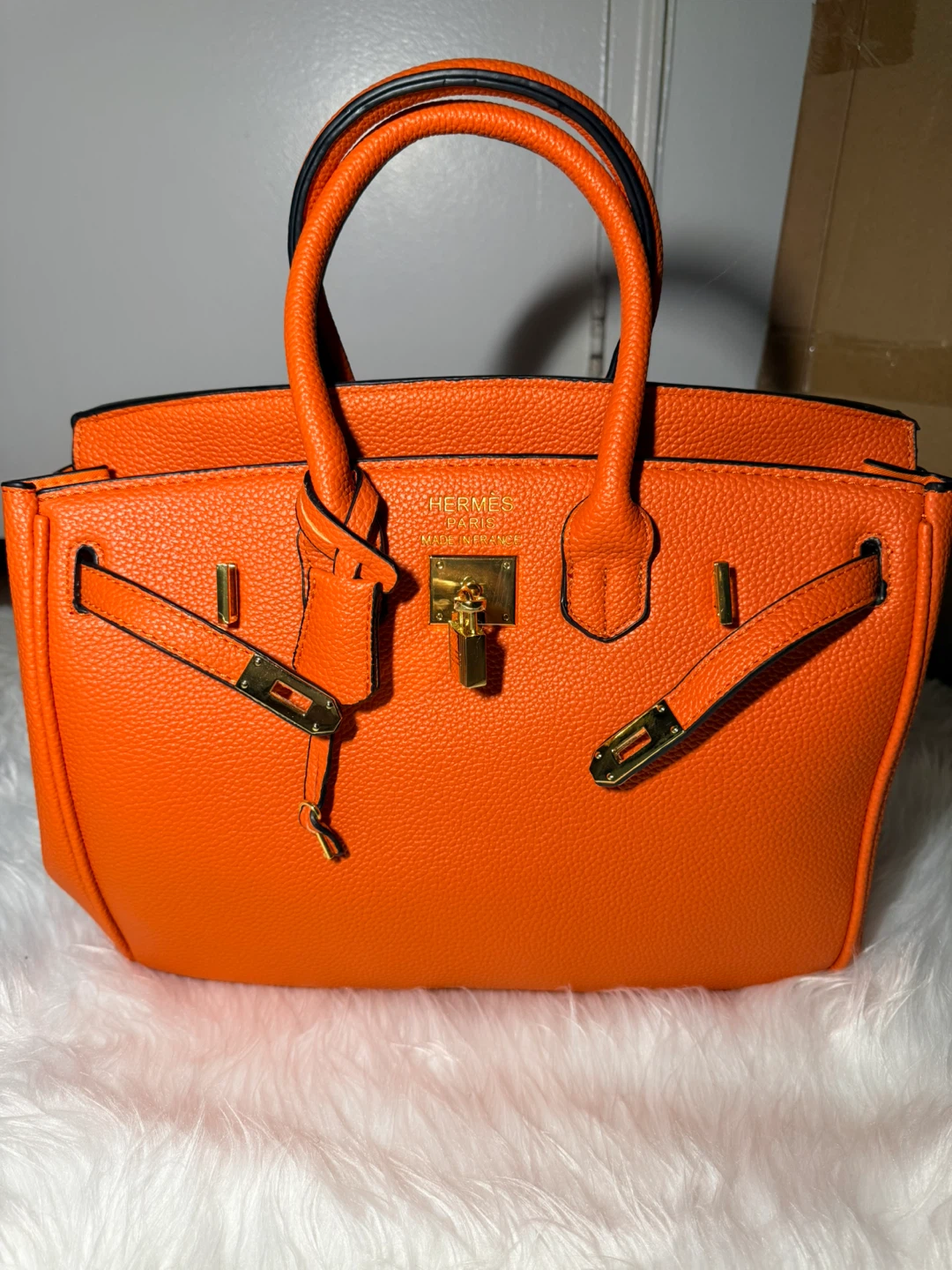 Orange Pebble Grain Handbag - photo 3