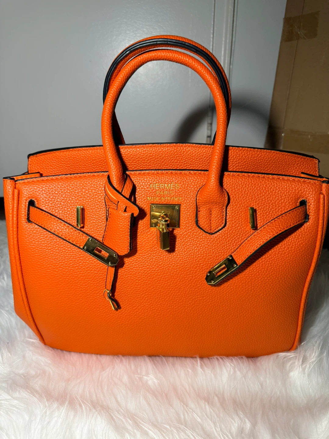 Orange Pebble Grain Handbag - photo 2