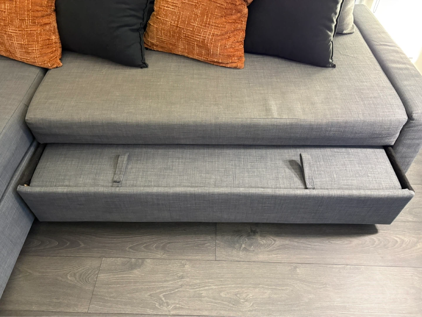 Grey Sectional Sofa with Pull-out Bed and storage space - photo 4