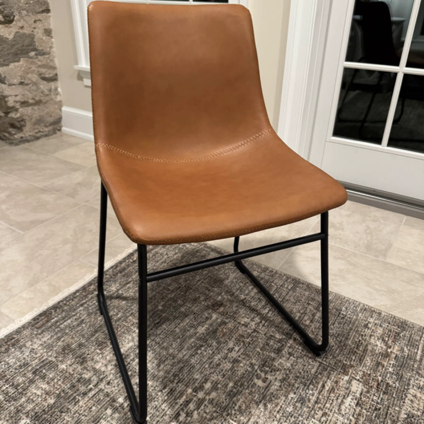 Brown Faux Leather Dining Chair