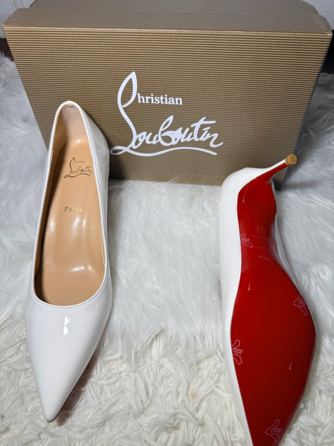 Christian Louboutin White Patent Leather Heels