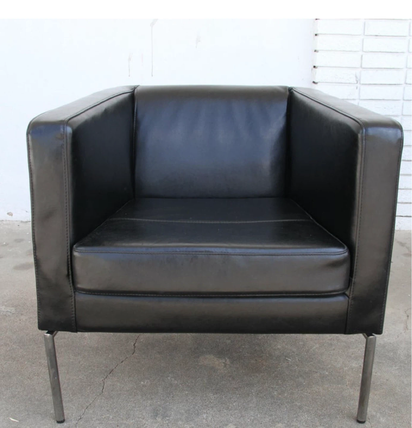 Vintage IKEA Black Leather Armchair - photo 3
