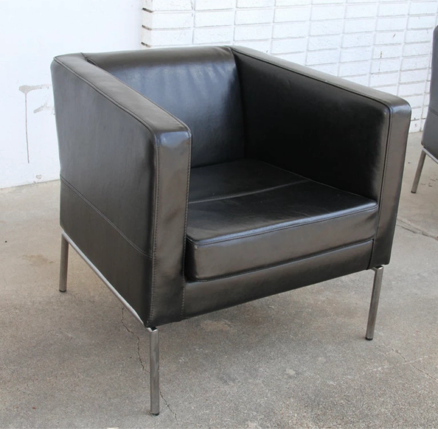 Vintage IKEA Black Leather Armchair
