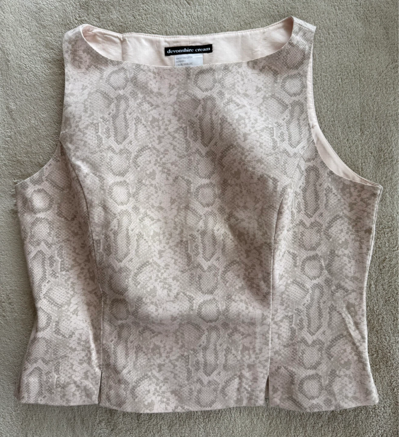 Devonshire Cream Snake Print Sleeveless Top