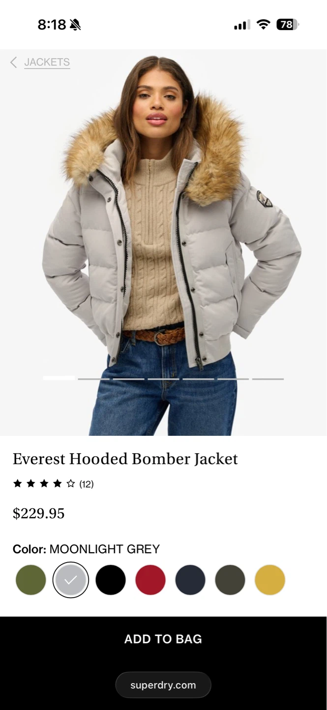 Superdry Everest Hooded Bomber Jacket - Moonlight Grey - photo 5