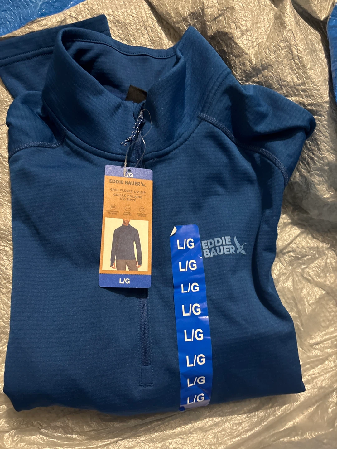 Eddie Bauer Grid Fleece 1/2-Zip Pullover - Blue - Large
