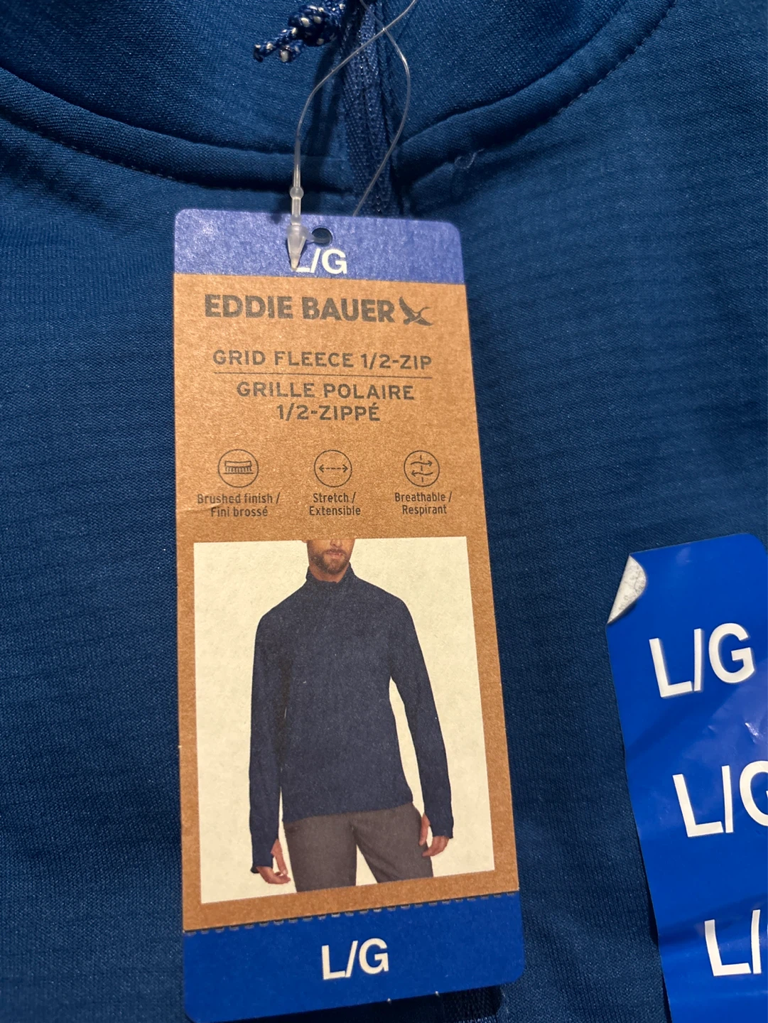 Eddie Bauer Grid Fleece 1/2-Zip Pullover - Blue - Large - photo 2