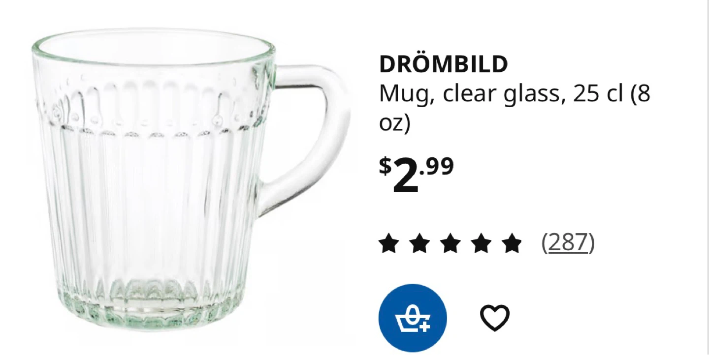 CLEAR IKEA MUGS (x6) *PLEASE READ INFO*