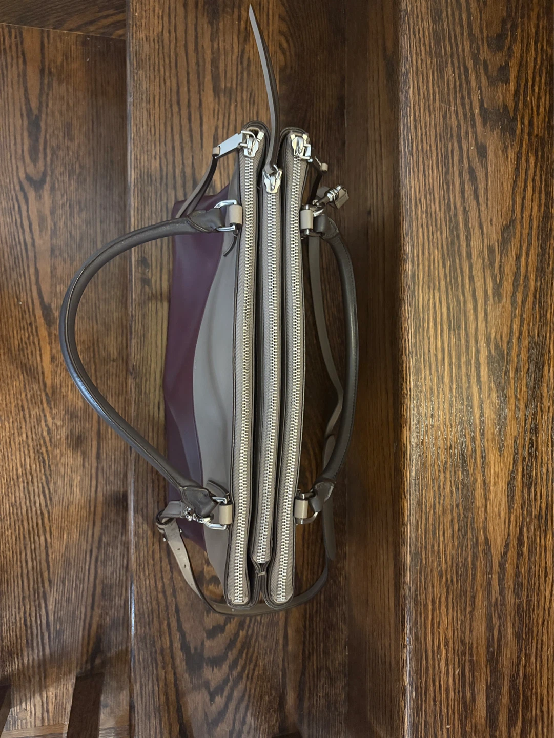 Coach Burgundy and Grey Borough Triple Compartment Satchel - photo 2