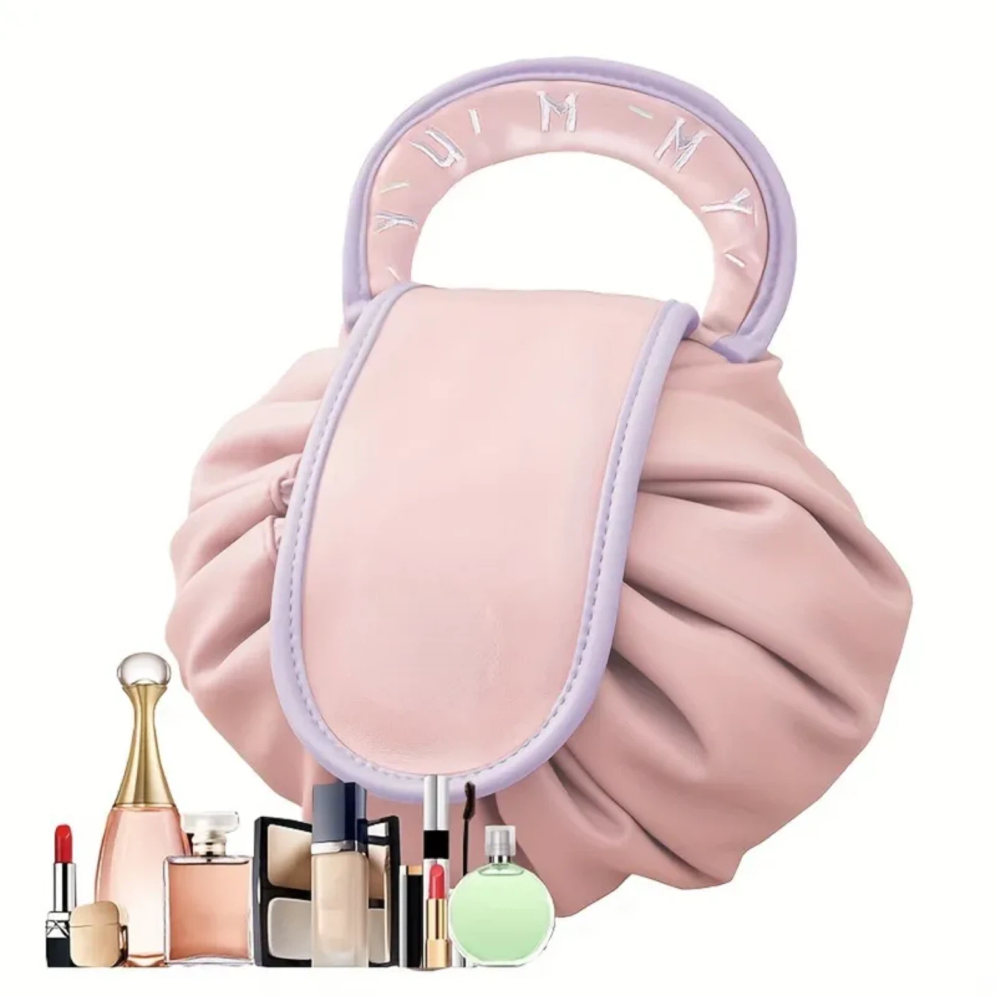 Pink Drawstring Makeup Bag Organizer
