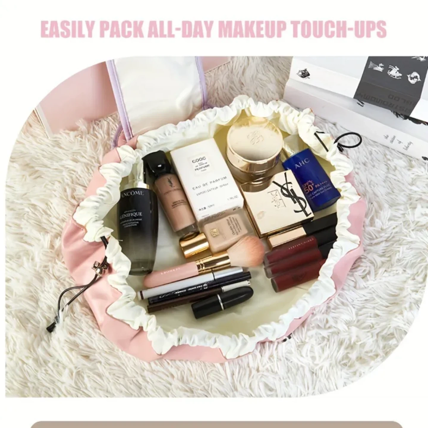 Pink Drawstring Makeup Bag Organizer - photo 4