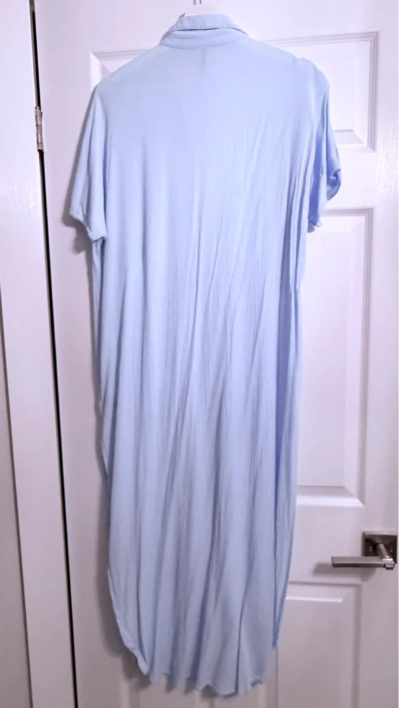Women's Short Sleeve Button Down Side Slit Maxi Cover Up - photo 3