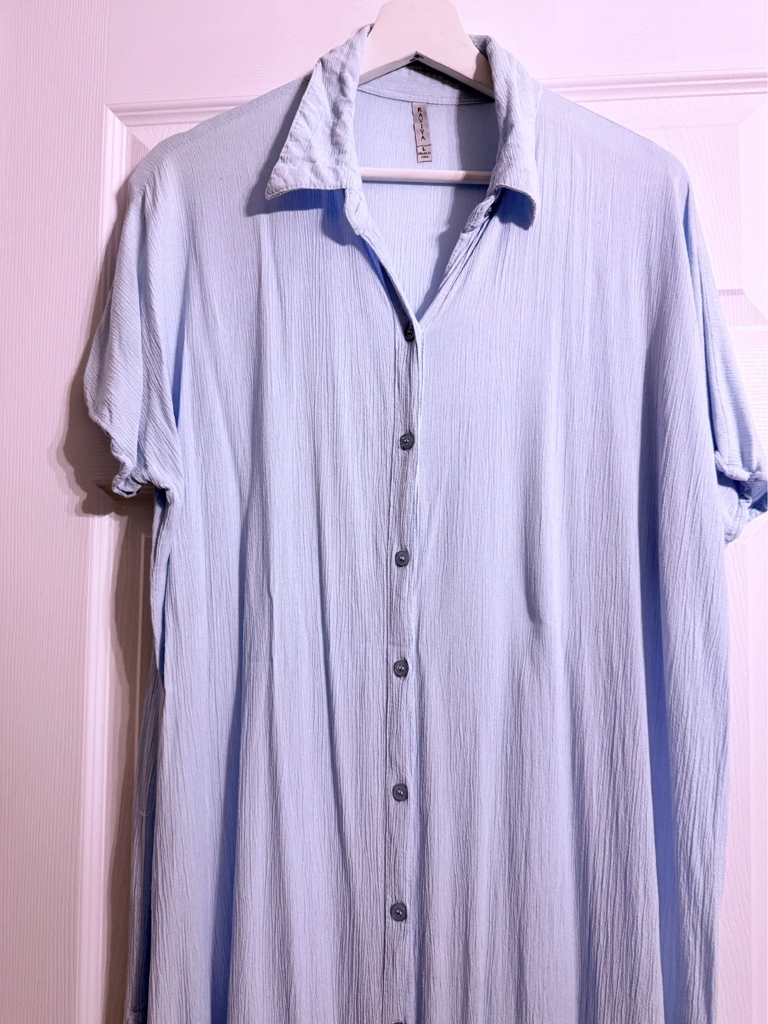 Women's Short Sleeve Button Down Side Slit Maxi Cover Up - photo 4