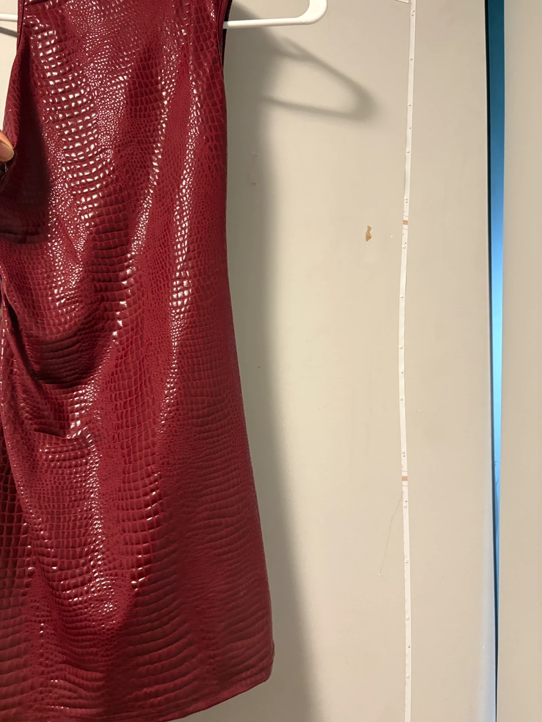 Burgundy Mock Neck Crocodile Print Mini Dress - photo 3