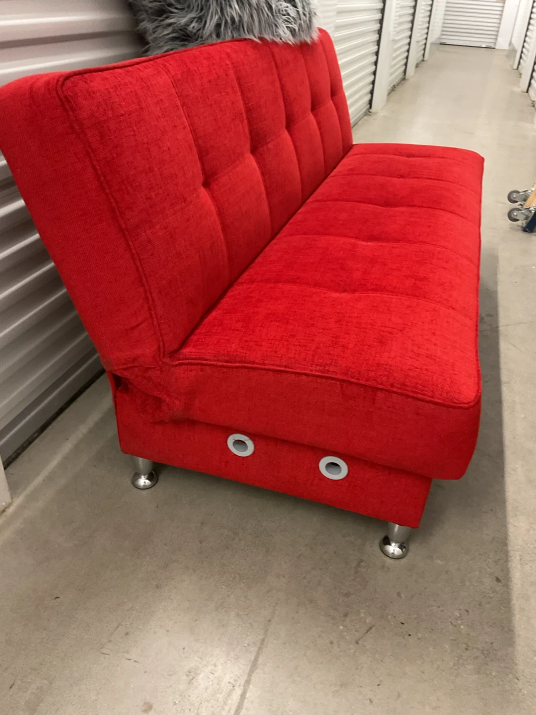 Red Futon Sofa Couch with Pillows - photo 5