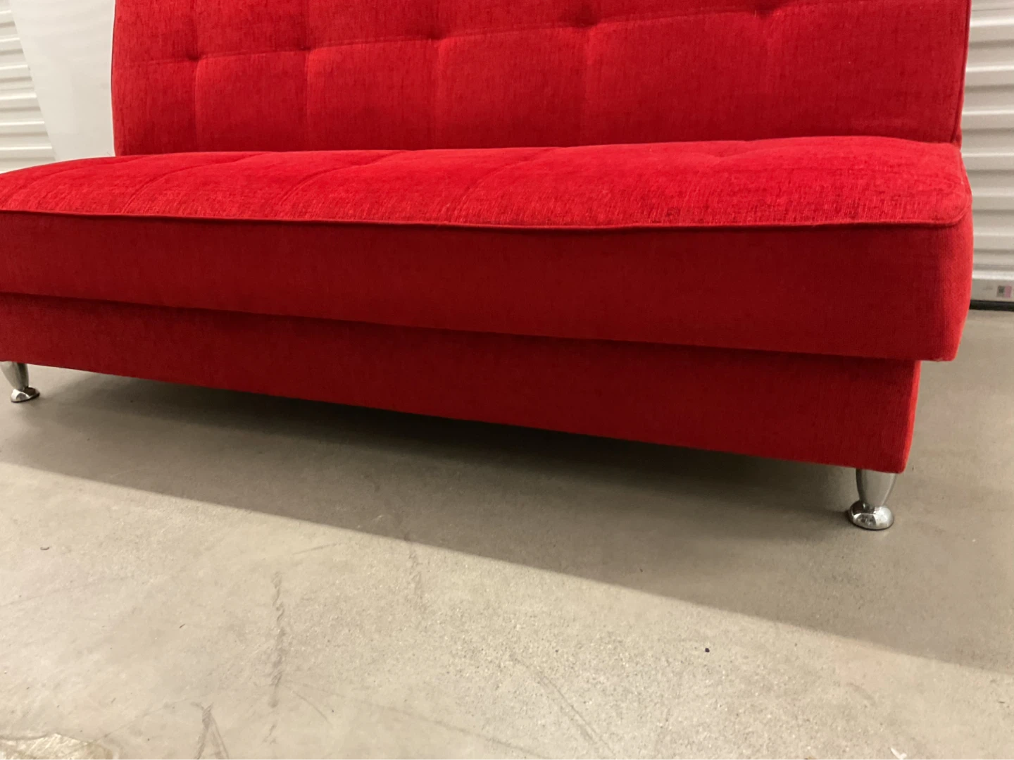 Red Futon Sofa Couch with Pillows - photo 4