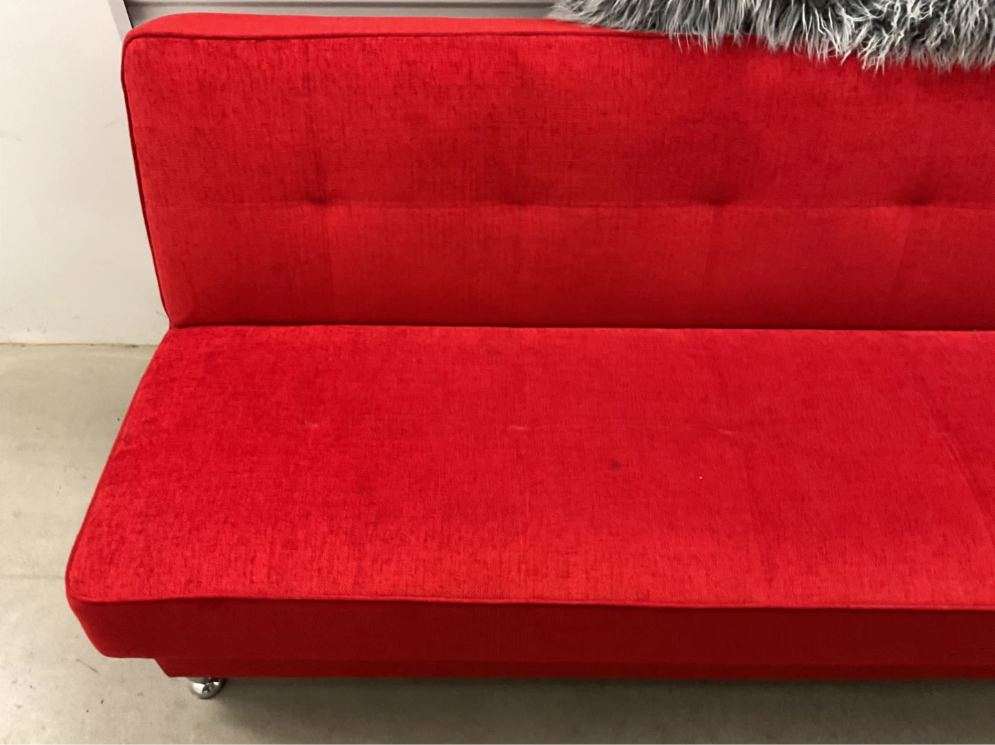 Red Futon Sofa Couch with Pillows - photo 3