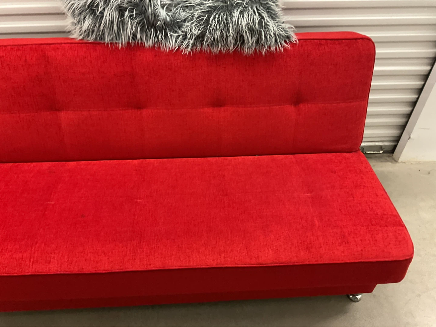 Red Futon Sofa Couch with Pillows - photo 2