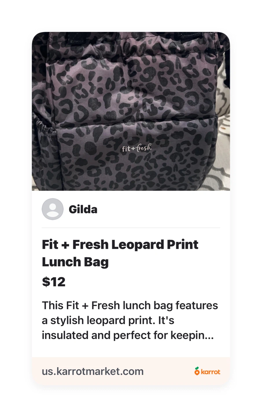 Fit + Fresh Leopard Print Lunch Bag