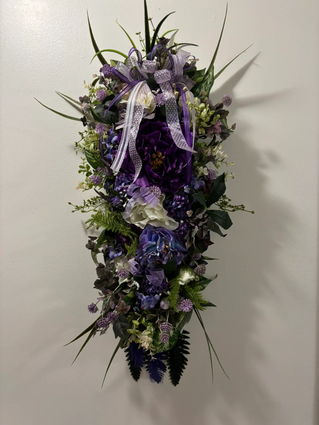 Purple Floral Arrangement with Ribbons