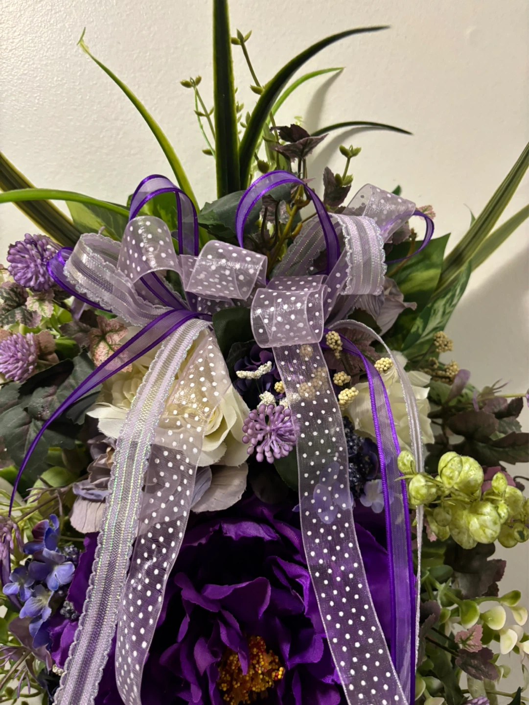 Purple Floral Arrangement with Ribbons - photo 3