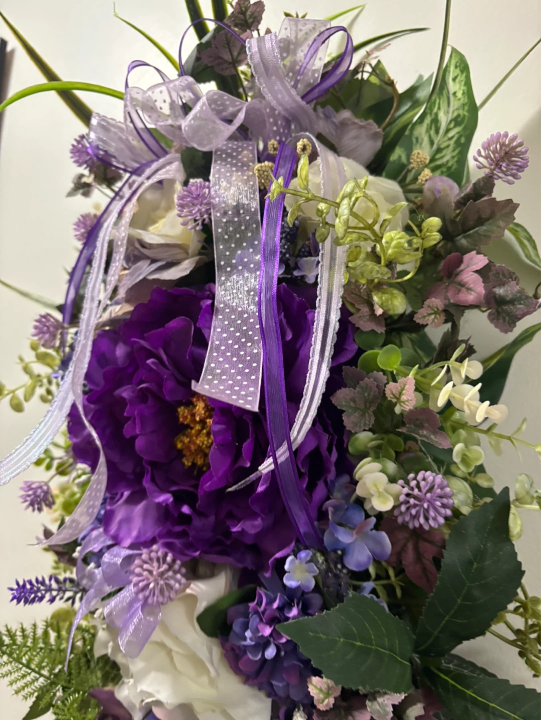 Purple Floral Arrangement with Ribbons - photo 2