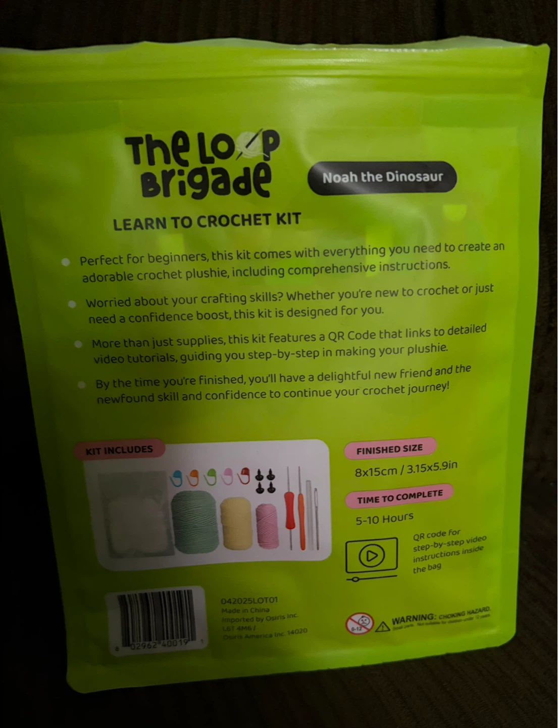 The Loop Brigade Learn to Crochet Kit - Noah the Dinosaur - photo 2