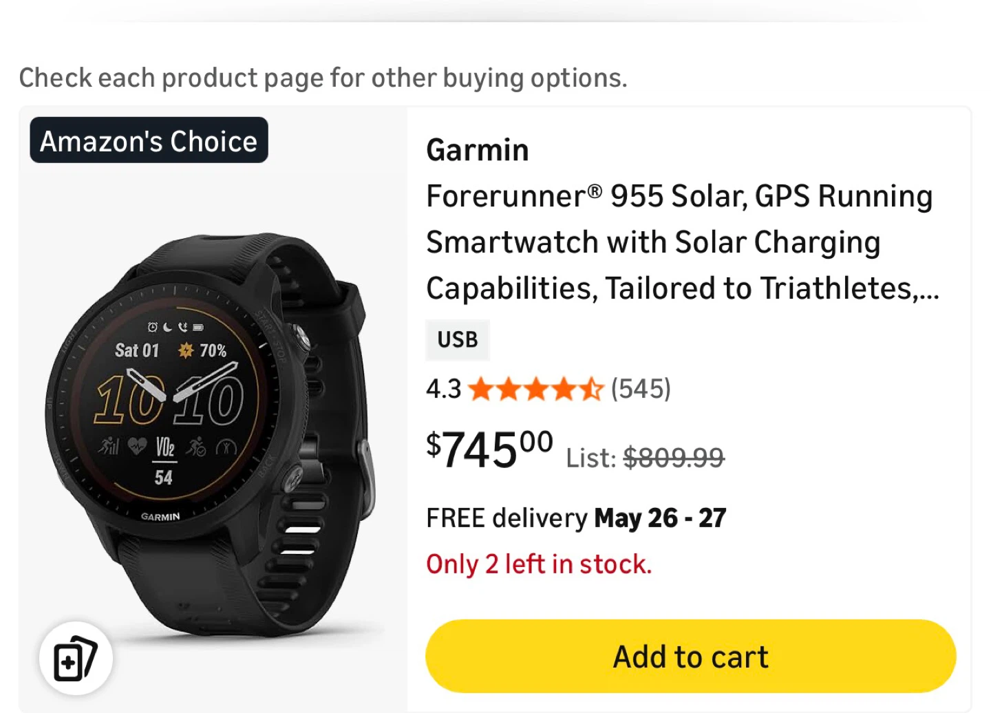 Garmin Forerunner 955 GPS Watch