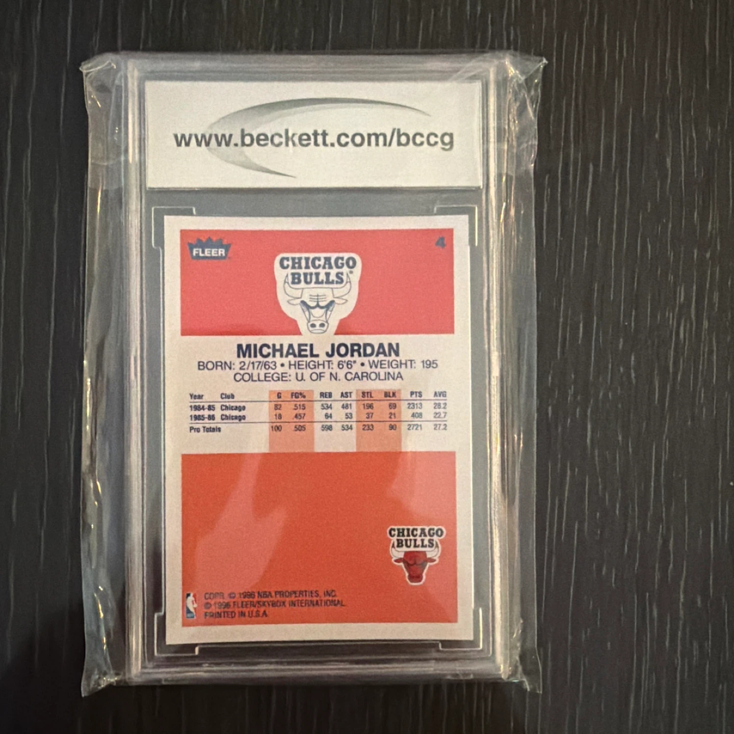1996-97 Fleer Michael Jordan Decade of Excellence Card #4 BCCG10 - photo 2