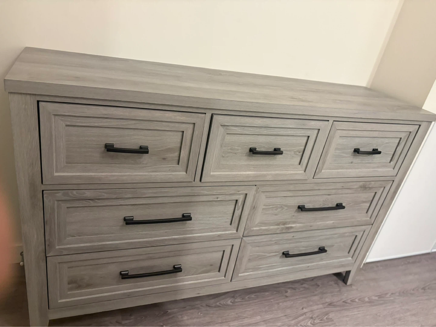 Grey Wood 7-Drawer Dresser