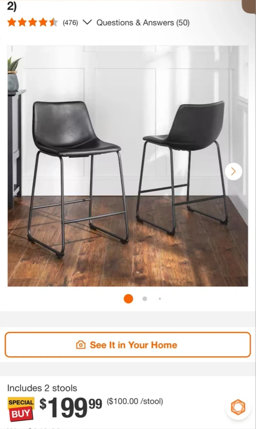 Brown Faux Leather Counter Stools - Set of 2 - photo 2
