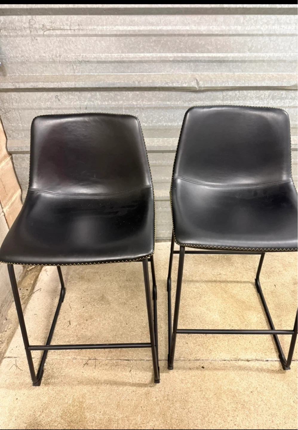 Brown Faux Leather Counter Stools - Set of 2