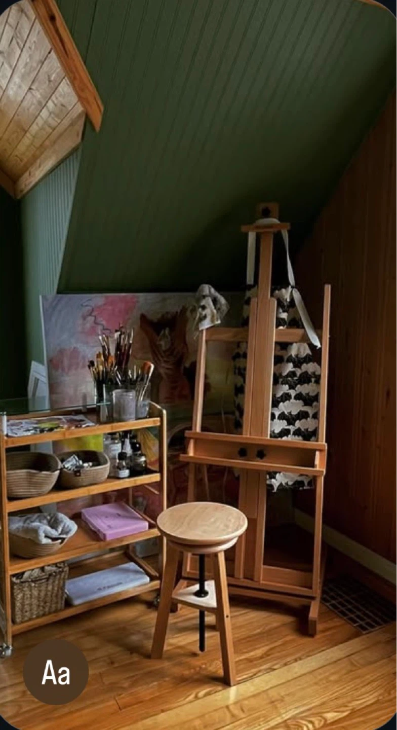 Wooden Art Easel, Stool and Rolling cart set