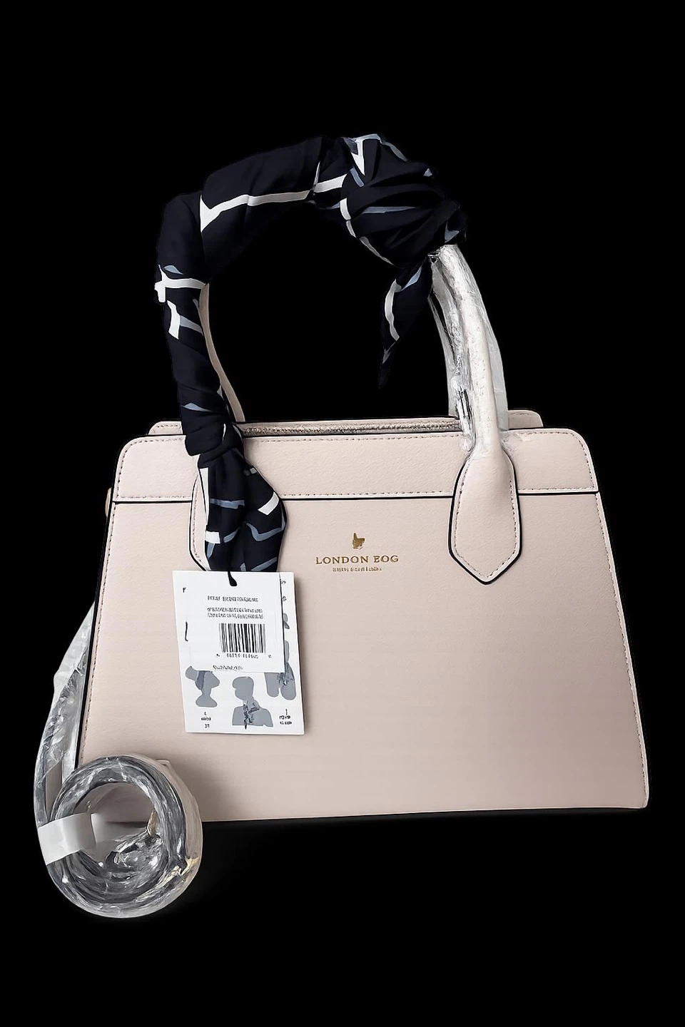 London Fog Blush Pink Satchel Handbag with Scarf