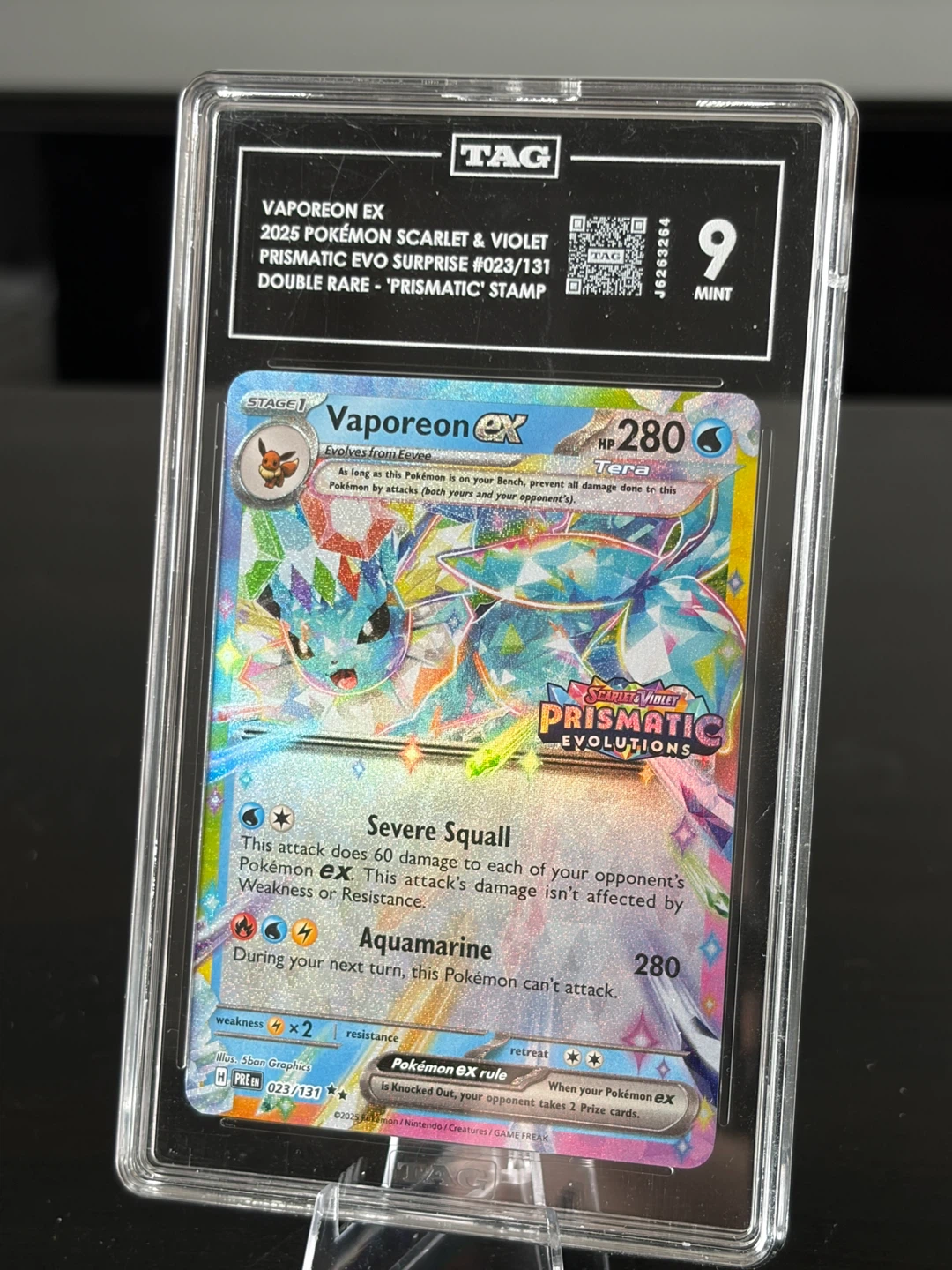 TAG Graded 9 Mint Vaporeon ex — Prismatic Evolutions