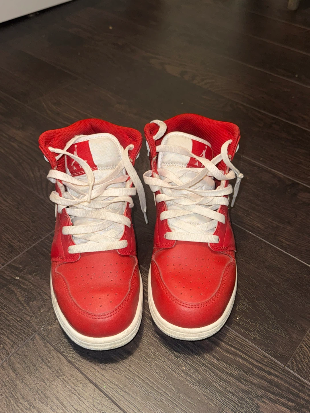 Air Jordan 1 Mid Red White Sneakers - photo 2