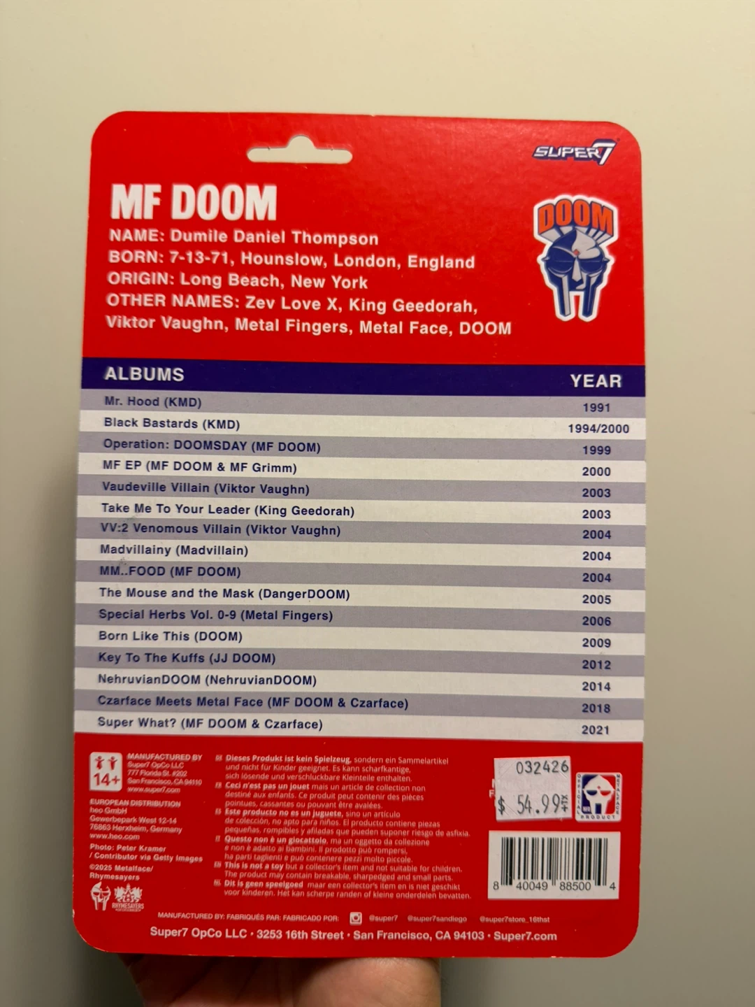 Super7 MF DOOM Supervillain Metal Face Collectible Figure - photo 2
