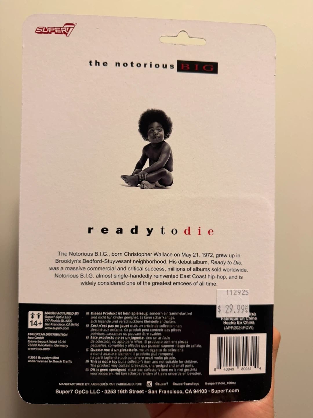 Super7 The Notorious B.I.G. Ready to Die ReAction Action Figure - photo 2