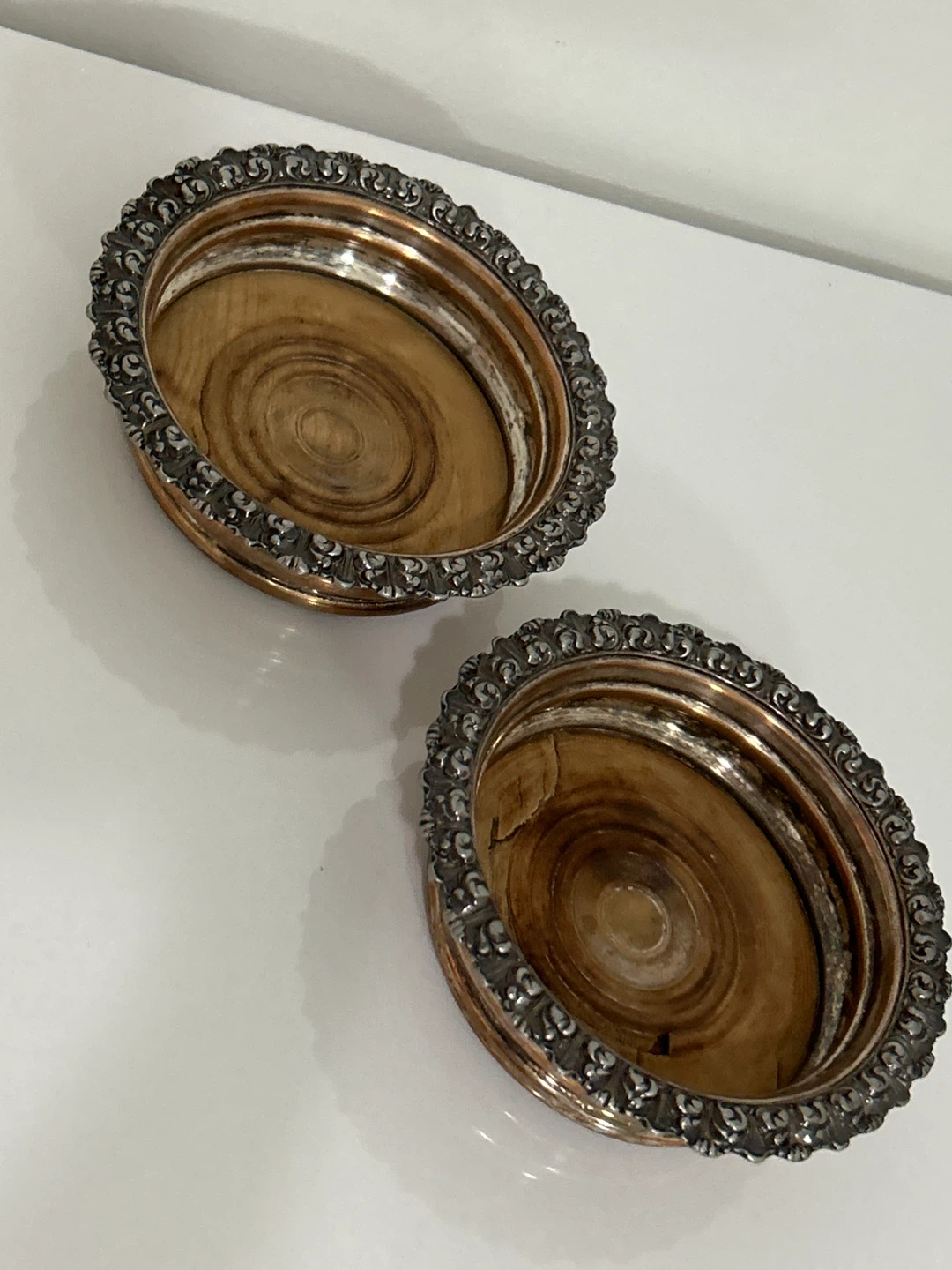 Antique Victorian Silver Plated Wine Coasters Bottle Holders