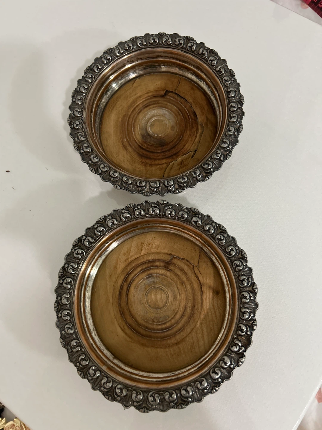 Antique Victorian Silver Plated Wine Coasters Bottle Holders - photo 5
