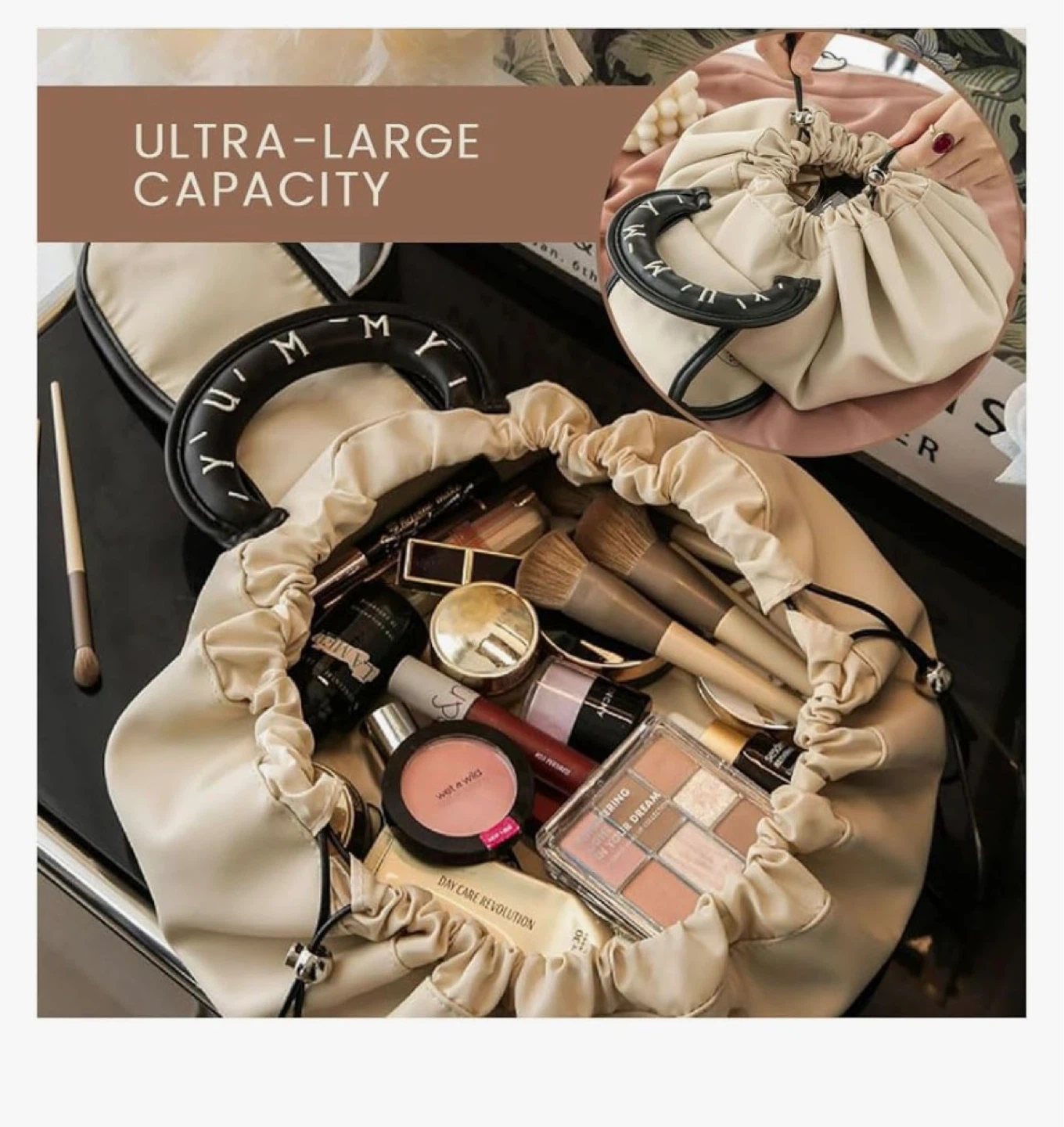 YUMMY Makeup Bag - Large Capacity Drawstring Travel Pouch - photo 3