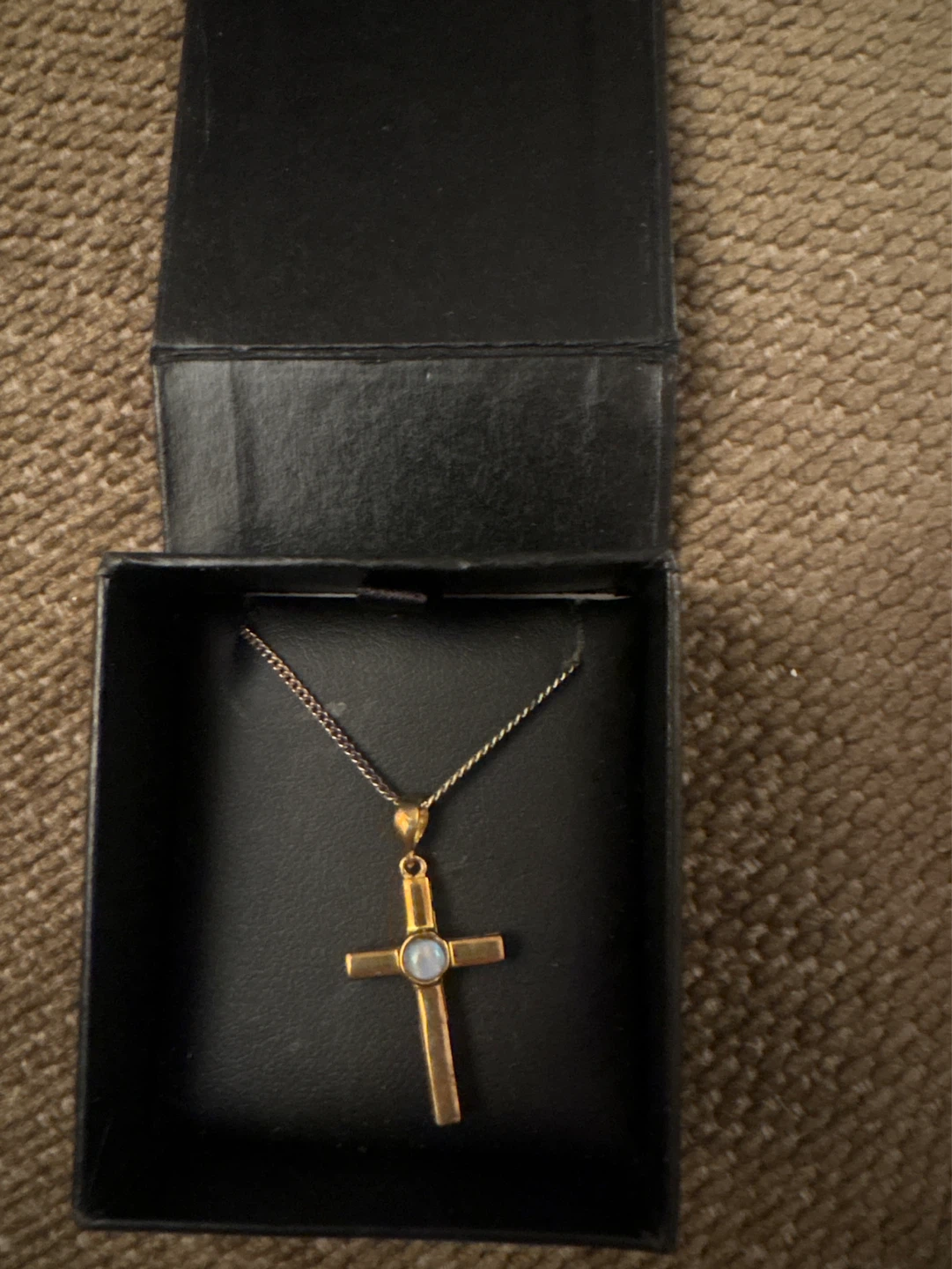 925 Silver gold plated Cross Necklace w/Stone