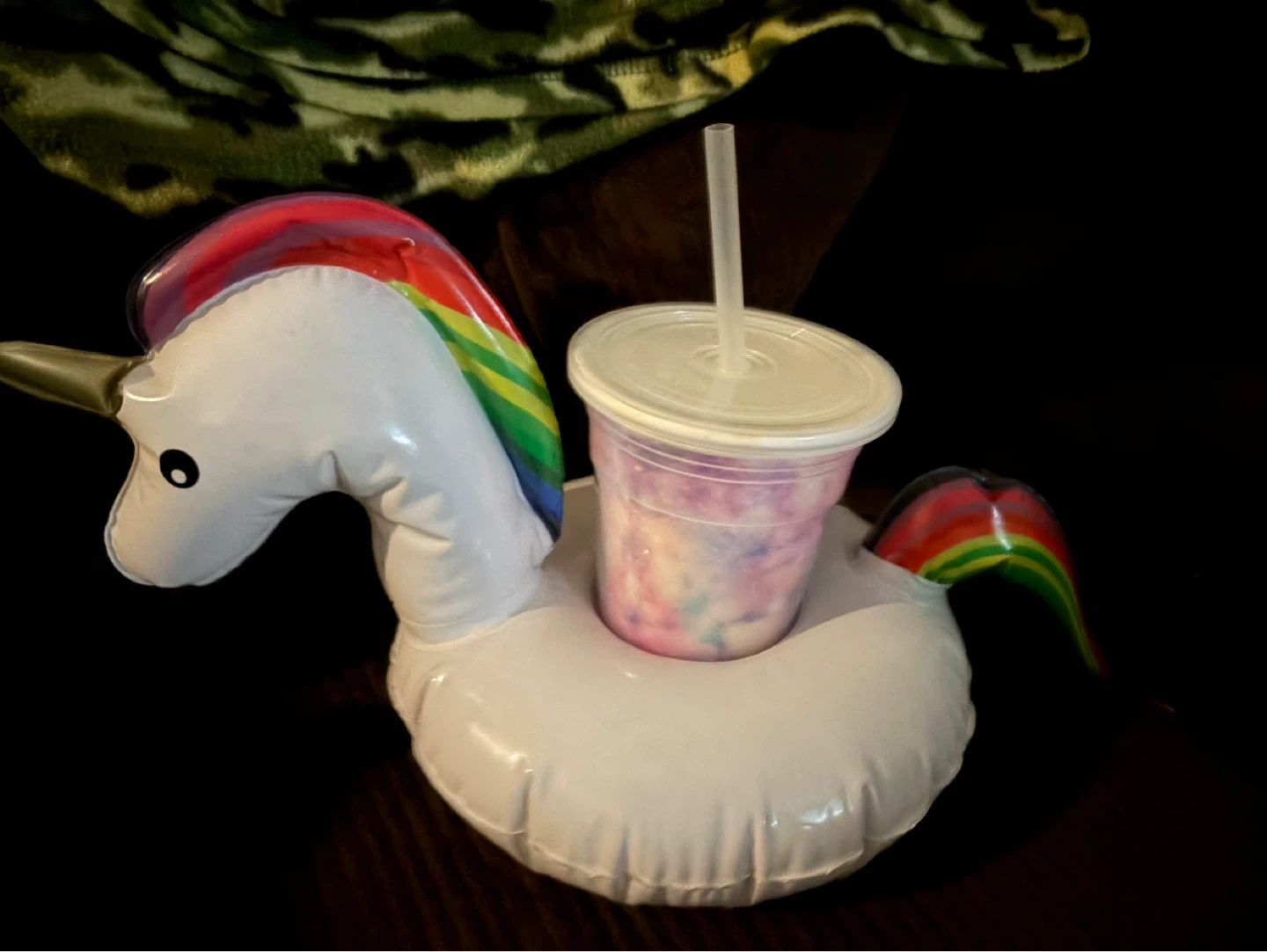 Inflatable Unicorn Drink Holder with Cup