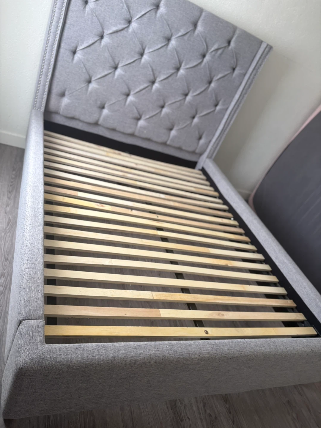 Grey Upholstered Bed Frame- Queen size - photo 4